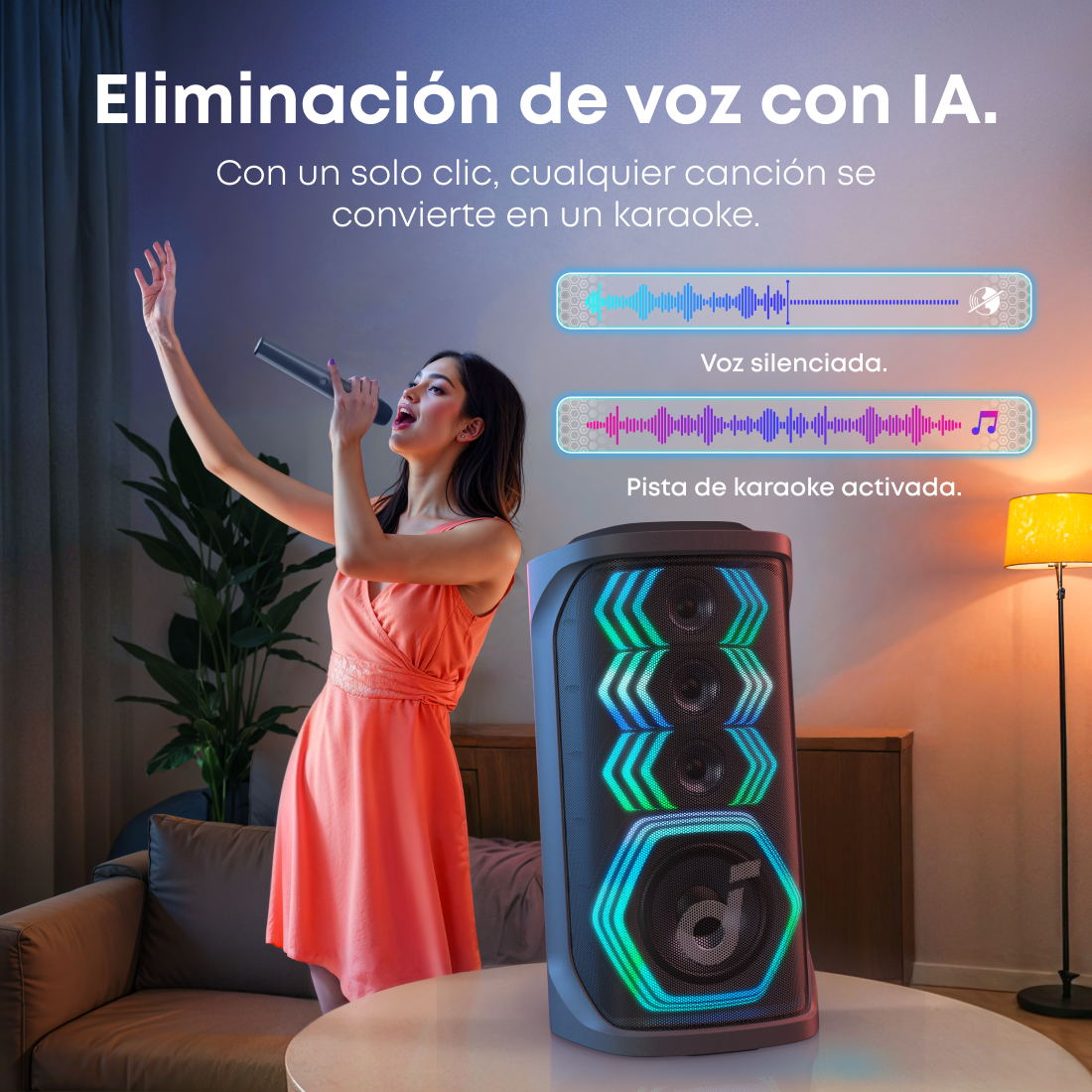 soundcore Rave 3s Altavoz para fiestas de karaoke con IA y sonido de 200 W