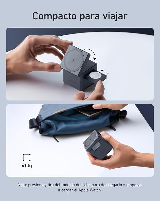 Anker Cubo 3 en 1 con MagSafe, Cargador Inalámbrico 15W