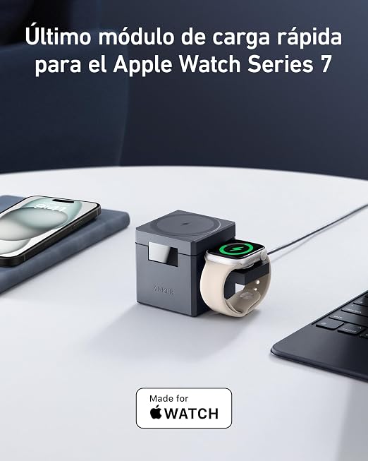 Anker Cubo 3 en 1 con MagSafe, Cargador Inalámbrico 15W