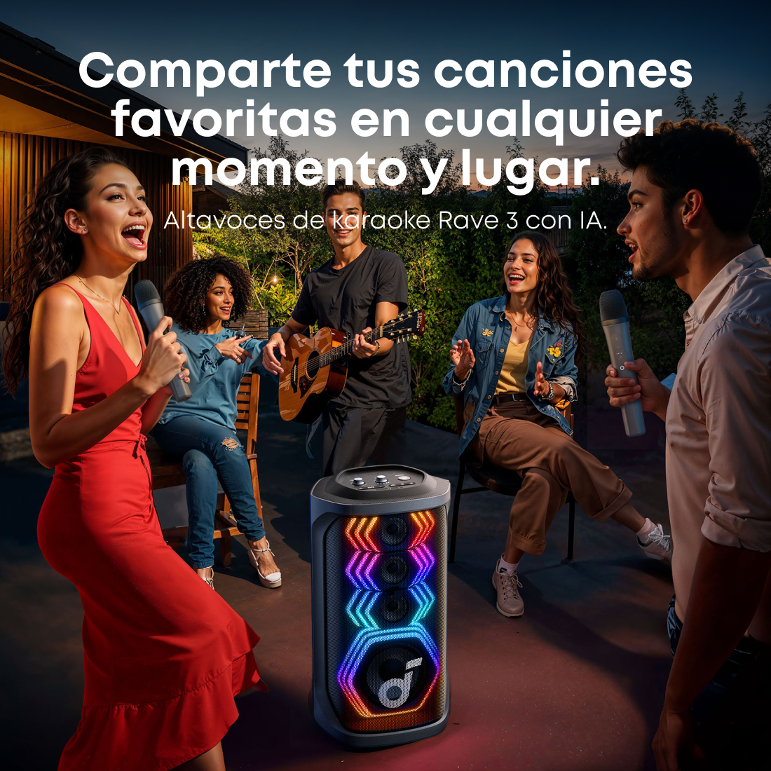soundcore Rave 3s Altavoz para fiestas de karaoke con IA y sonido de 200 W